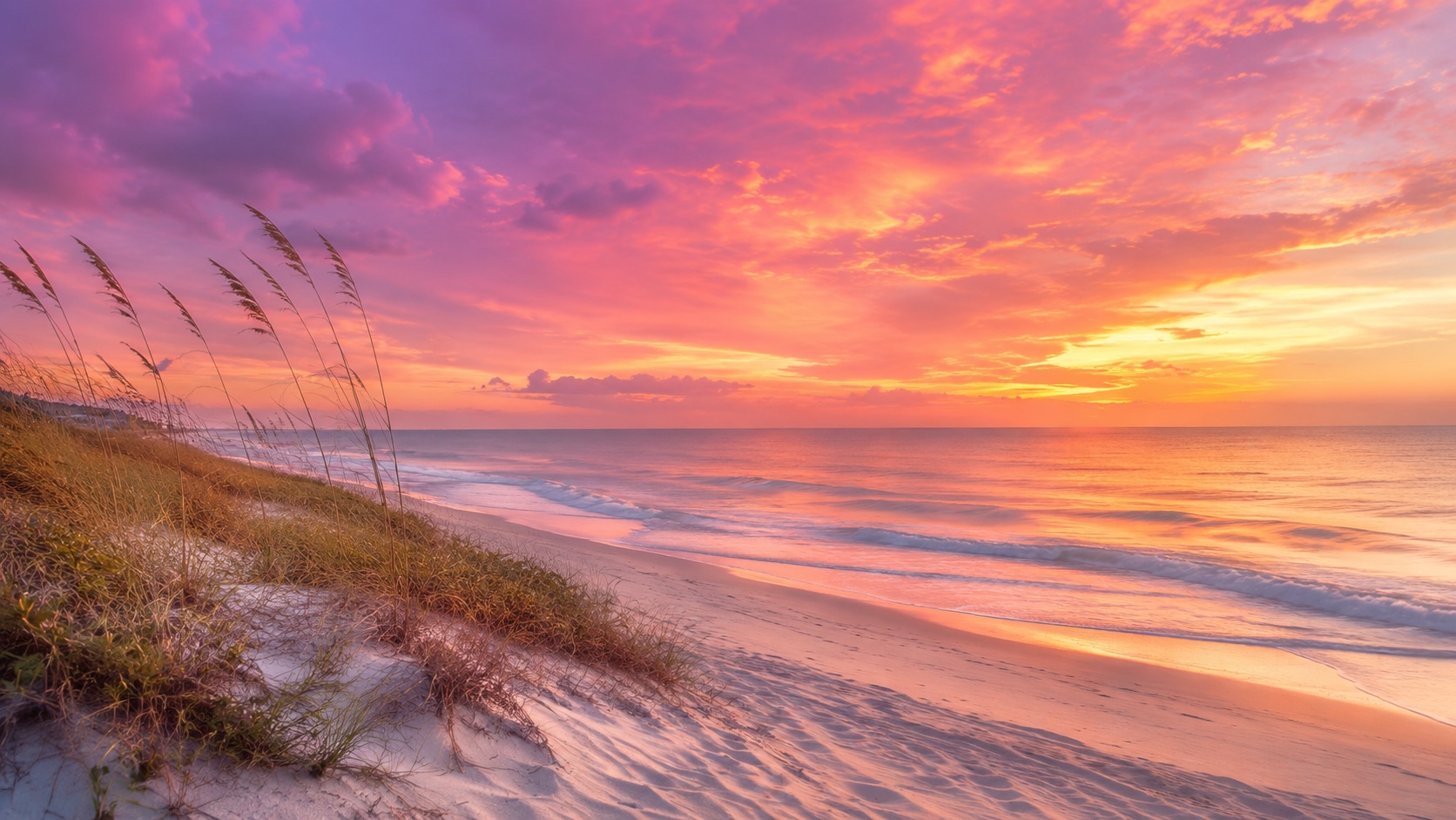 Beach at sunset.