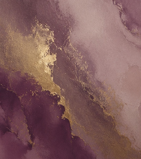 Plum and gold ink bloom.